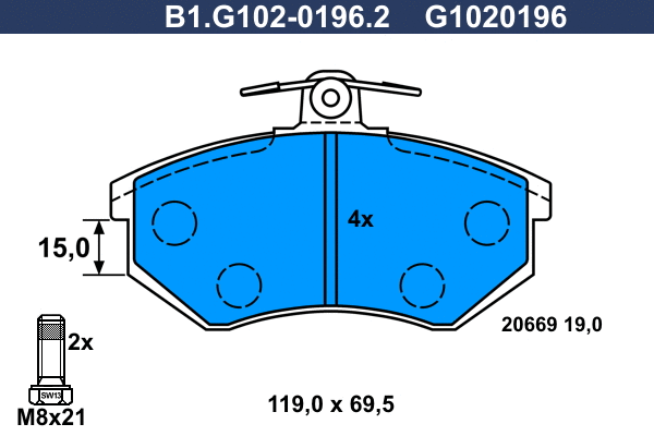Brake Pad Set, disc brake (B1.G102-0196.2)