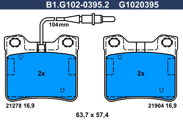 Brake Pad Set, disc brake (B1.G102-0395.2)