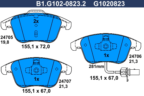 Brake Pad Set, disc brake (B1.G102-0823.2)