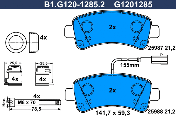 Brake Pad Set, disc brake (B1.G120-1285.2)