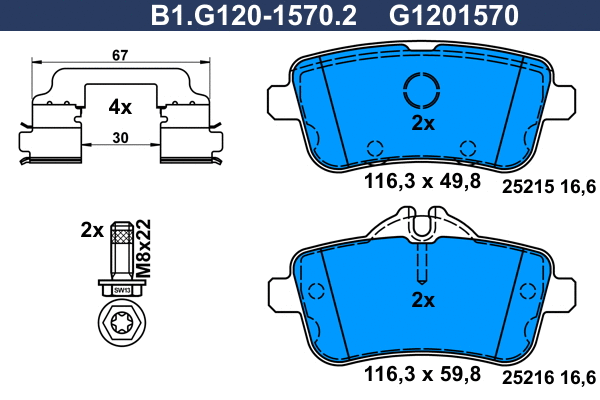 Brake Pad Set, disc brake (B1.G120-1570.2)