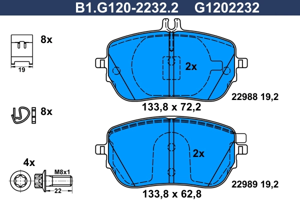 Brake Pad Set, disc brake (B1.G120-2232.2)