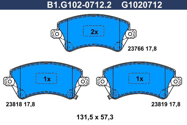 Brake Pad Set, disc brake (B1.G102-0712.2)