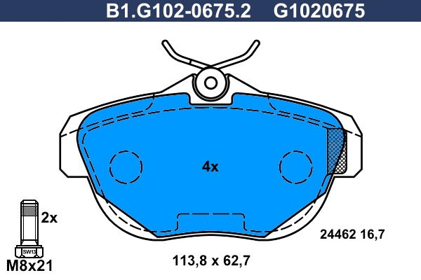 Brake Pad Set, disc brake (B1.G102-0675.2)