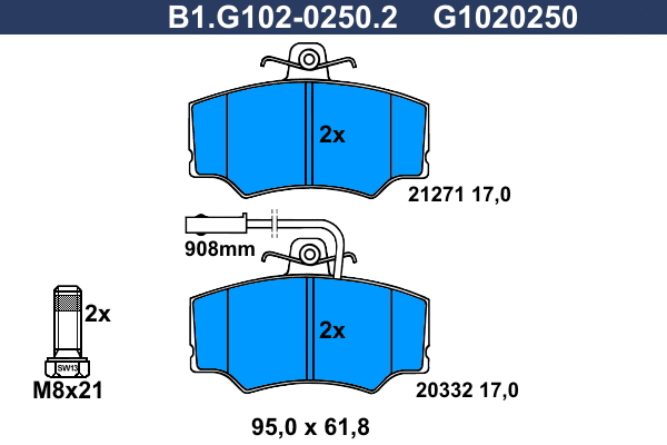 Brake Pad Set, disc brake (B1.G102-0250.2)