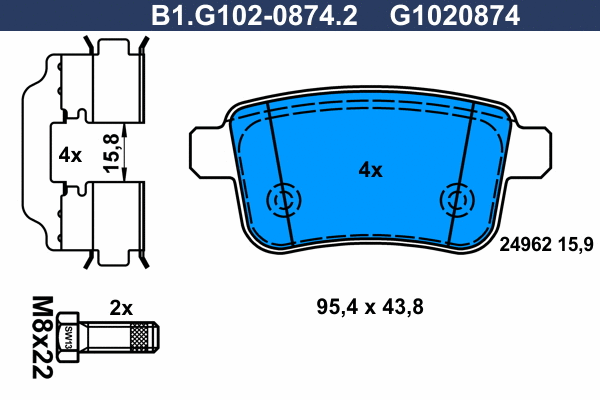Brake Pad Set, disc brake (B1.G102-0874.2)
