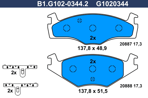Brake Pad Set, disc brake (B1.G102-0344.2)