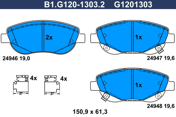 Brake Pad Set, disc brake (B1.G120-1303.2)