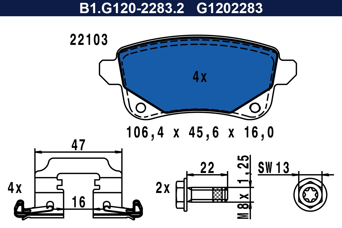 Brake Pad Set, disc brake (B1.G120-2283.2)