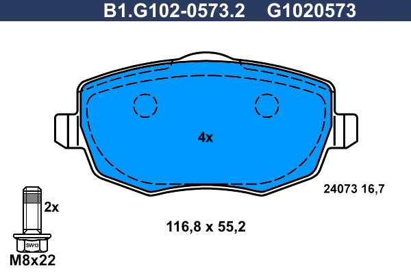 Brake Pad Set, disc brake (B1.G102-0573.2)