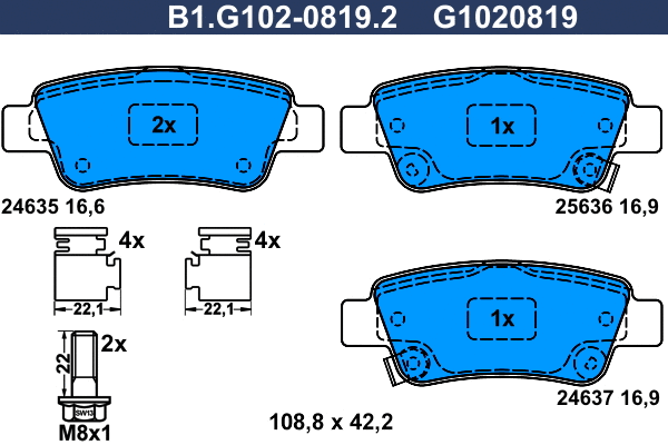 Brake Pad Set, disc brake (B1.G102-0819.2)