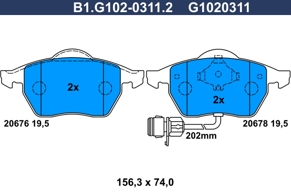 Brake Pad Set, disc brake (B1.G102-0311.2)