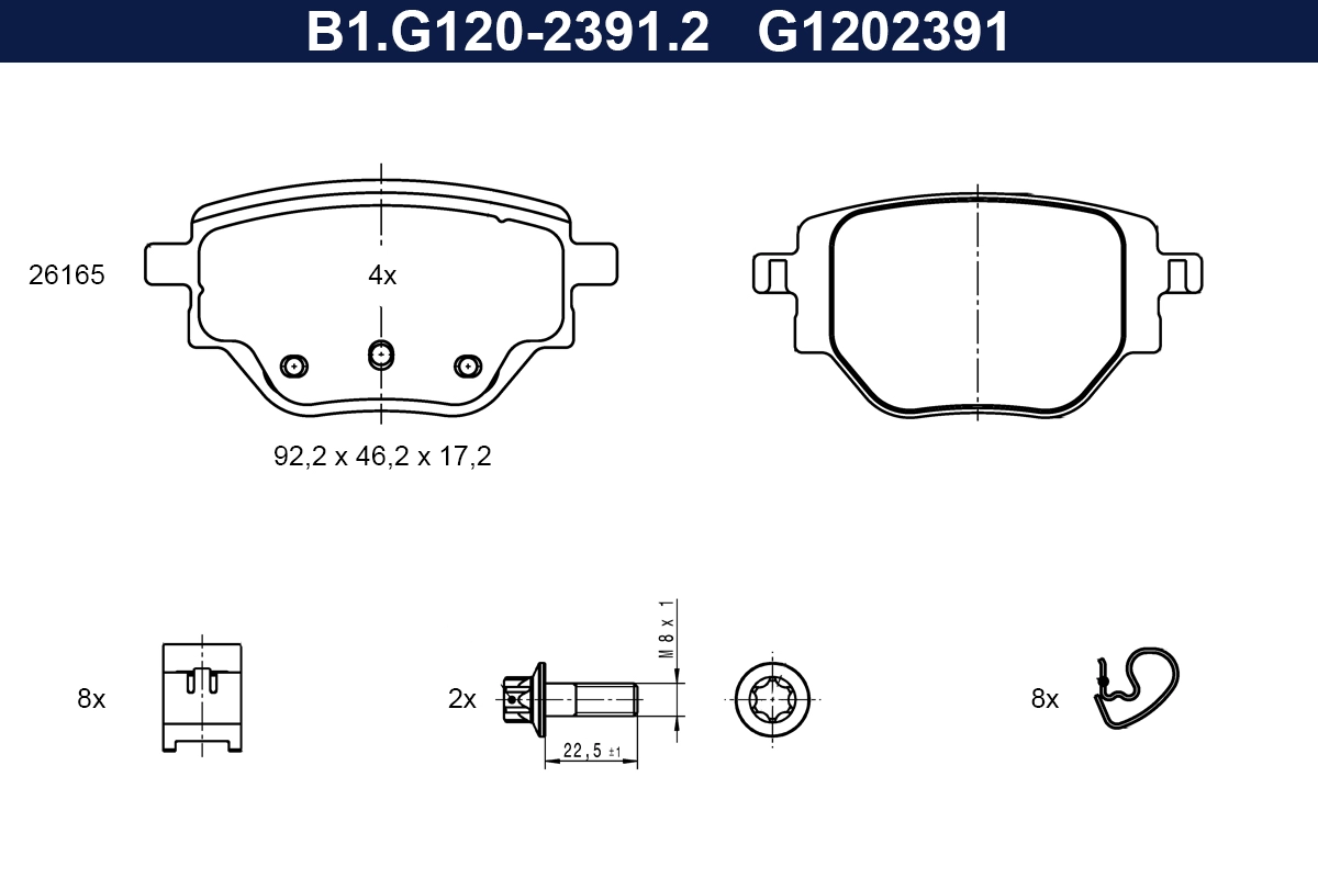 Brake Pad Set, disc brake (B1.G120-2391.2)