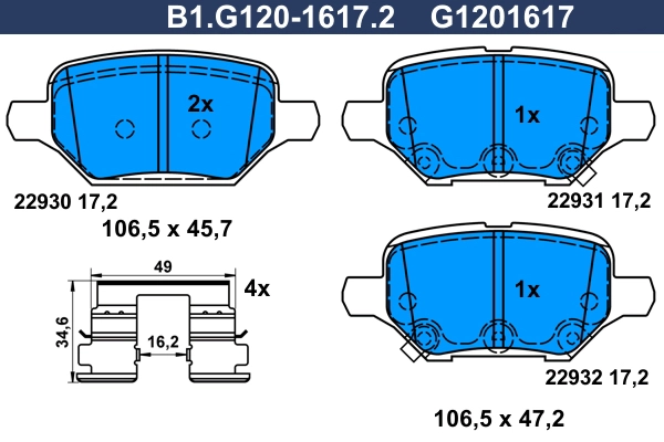 Brake Pad Set, disc brake (B1.G120-1617.2)