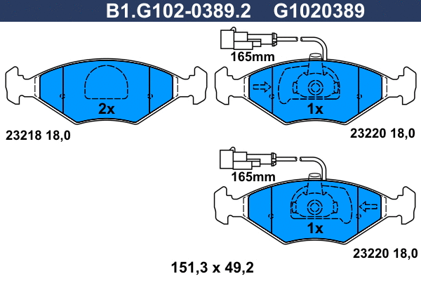Brake Pad Set, disc brake (B1.G102-0389.2)