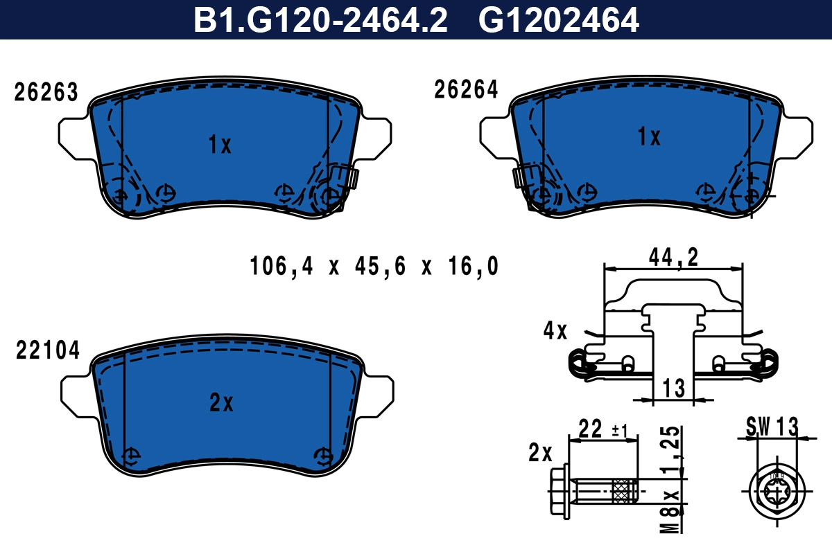Brake Pad Set, disc brake (B1.G120-2464.2)