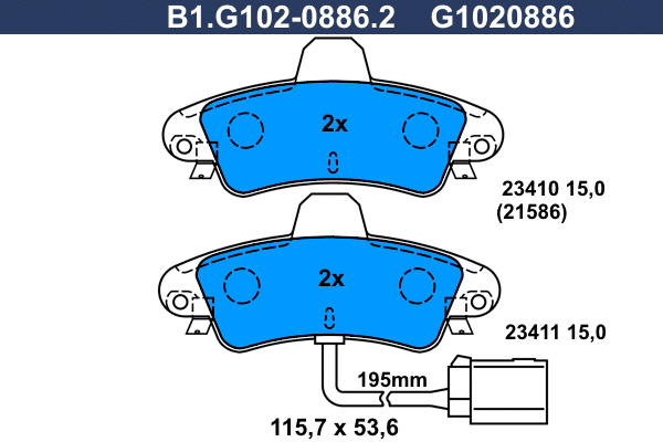 Brake Pad Set, disc brake (B1.G102-0886.2)