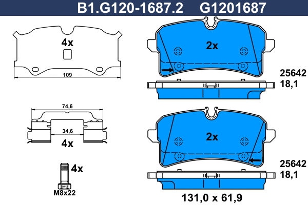 Brake Pad Set, disc brake (B1.G120-1687.2)