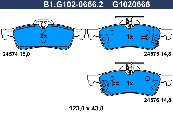 Brake Pad Set, disc brake (B1.G102-0666.2)