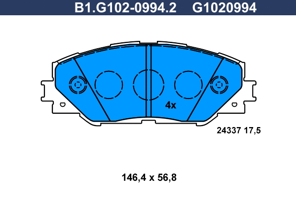 Brake Pad Set, disc brake (B1.G102-0994.2)