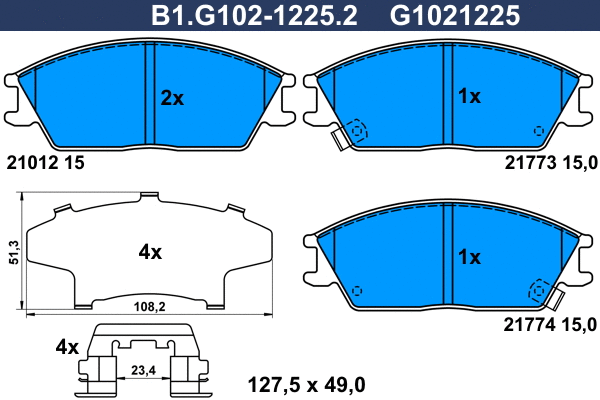 Brake Pad Set, disc brake (B1.G102-1225.2)