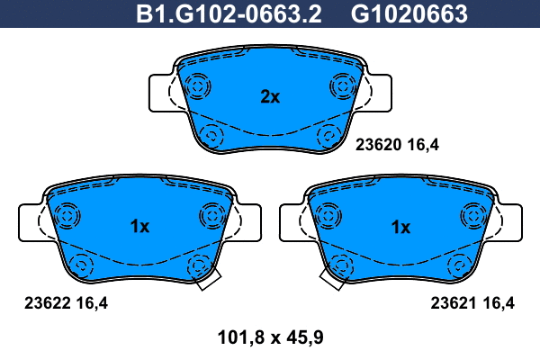 Brake Pad Set, disc brake (B1.G102-0663.2)