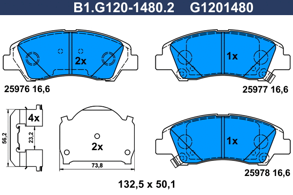 Brake Pad Set, disc brake (B1.G120-1480.2)