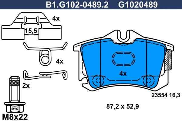 Brake Pad Set, disc brake (B1.G102-0489.2)