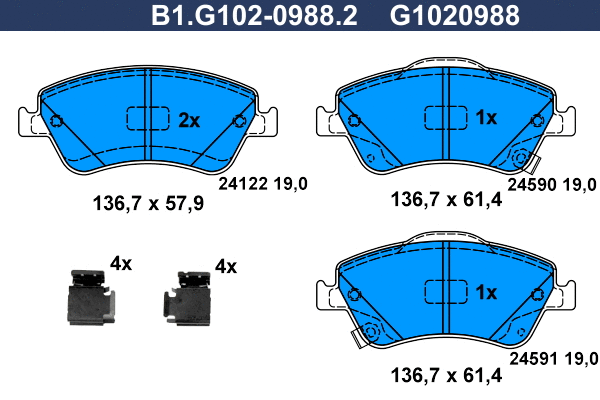 Brake Pad Set, disc brake (B1.G102-0988.2)