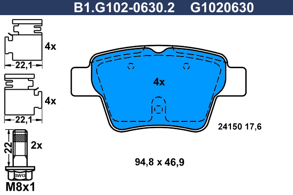 Brake Pad Set, disc brake (B1.G102-0630.2)