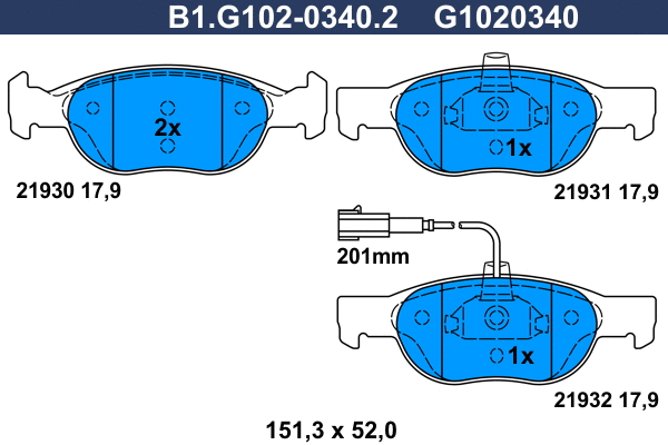 Brake Pad Set, disc brake (B1.G102-0340.2)