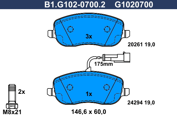 Brake Pad Set, disc brake (B1.G102-0700.2)