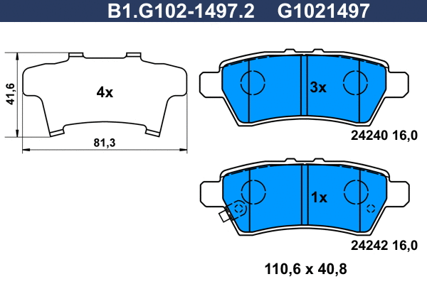 Brake Pad Set, disc brake (B1.G102-1497.2)