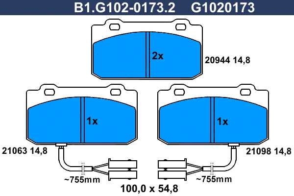 Brake Pad Set, disc brake (B1.G102-0173.2)