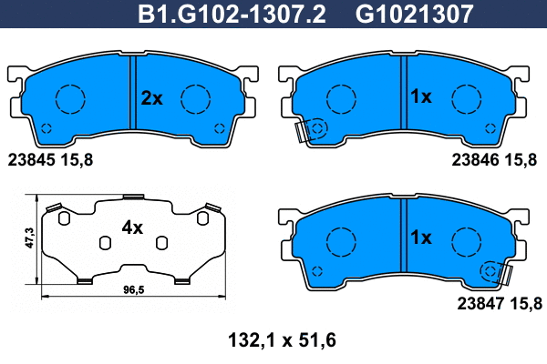 Brake Pad Set, disc brake (B1.G102-1307.2)