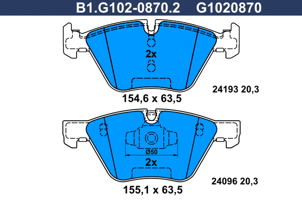 Brake Pad Set, disc brake (B1.G102-0870.2)