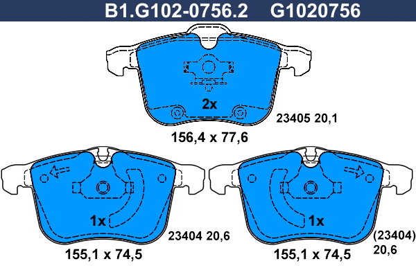 Brake Pad Set, disc brake (B1.G102-0756.2)