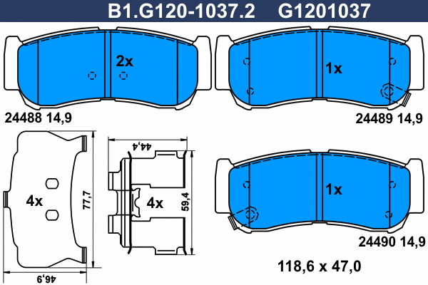 Brake Pad Set, disc brake (B1.G120-1037.2)