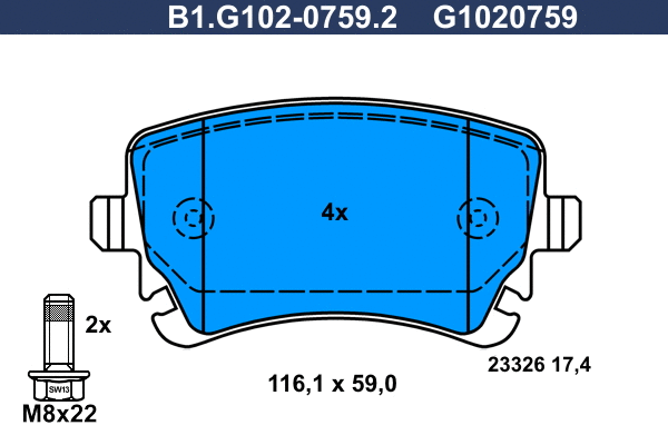 Brake Pad Set, disc brake (B1.G102-0759.2)