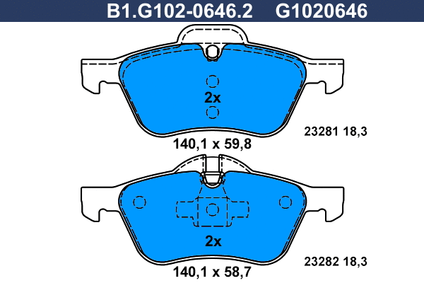 Brake Pad Set, disc brake (B1.G102-0646.2)