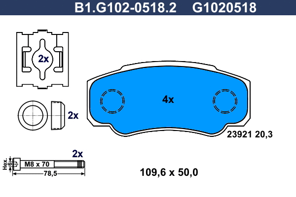 Brake Pad Set, disc brake (B1.G102-0518.2)