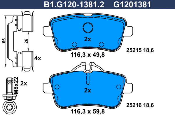 Brake Pad Set, disc brake (B1.G120-1381.2)