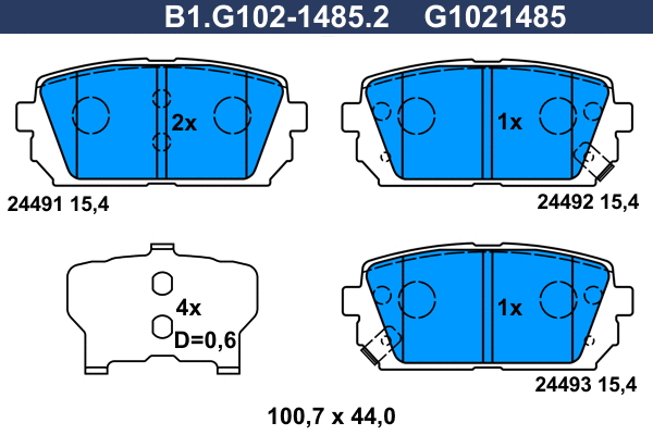 Brake Pad Set, disc brake (B1.G102-1485.2)