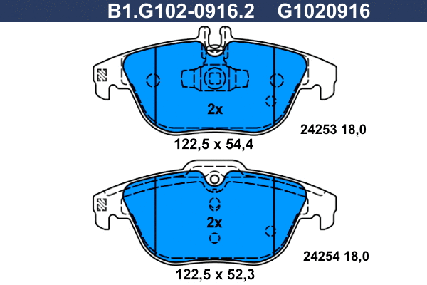 Brake Pad Set, disc brake (B1.G102-0916.2)