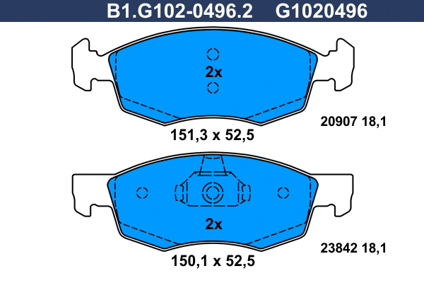 Brake Pad Set, disc brake (B1.G102-0496.2)