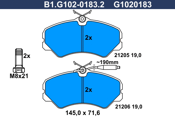 Brake Pad Set, disc brake (B1.G102-0183.2)