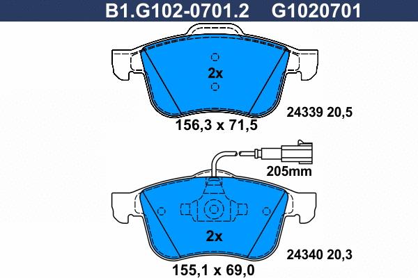 Brake Pad Set, disc brake (B1.G102-0701.2)