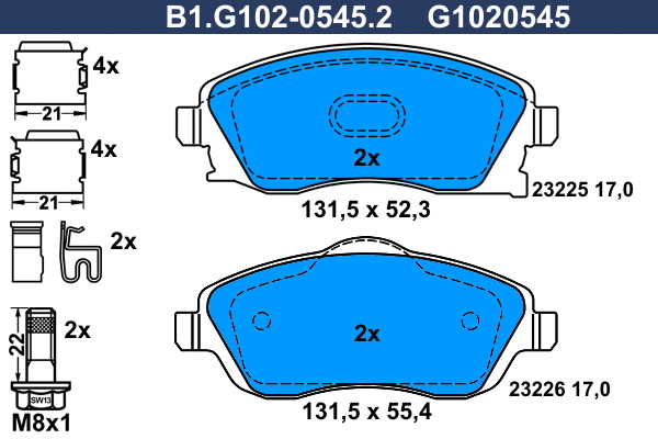 Brake Pad Set, disc brake (B1.G102-0545.2)