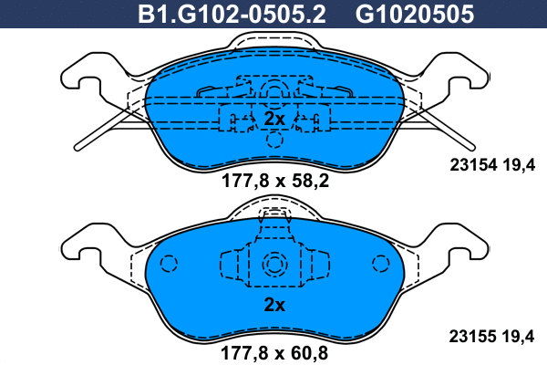 Brake Pad Set, disc brake (B1.G102-0505.2)