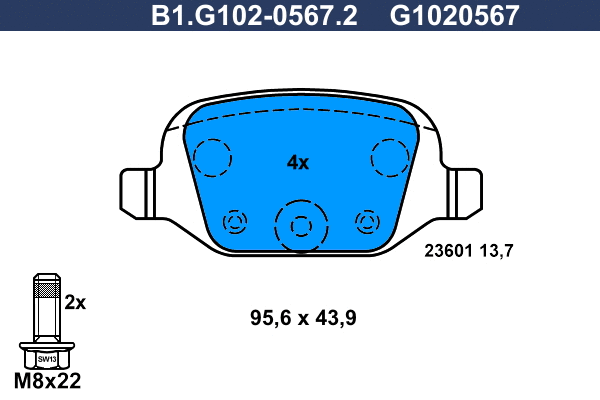 Brake Pad Set, disc brake (B1.G102-0567.2)